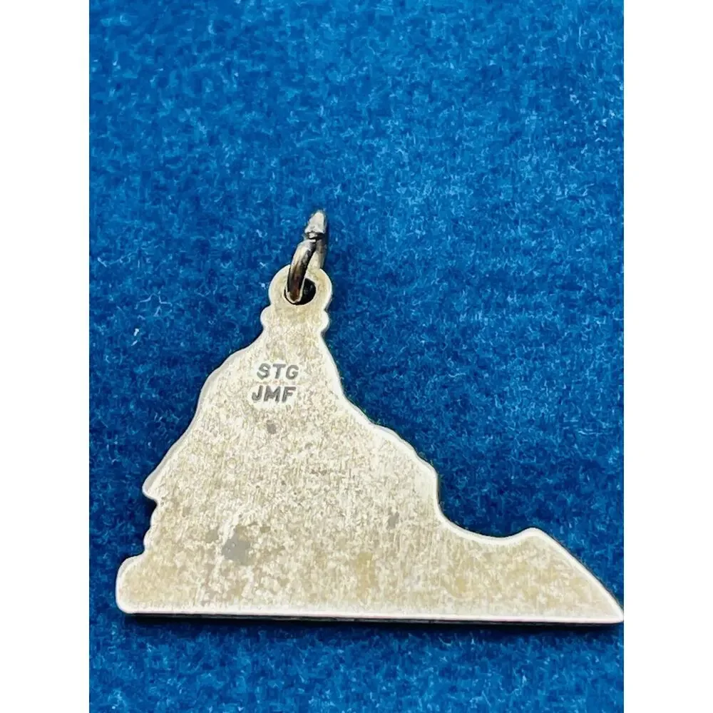 Vintage Sterling Silver Virginia State Map Charm JMF STG Richmond Norfolk VA